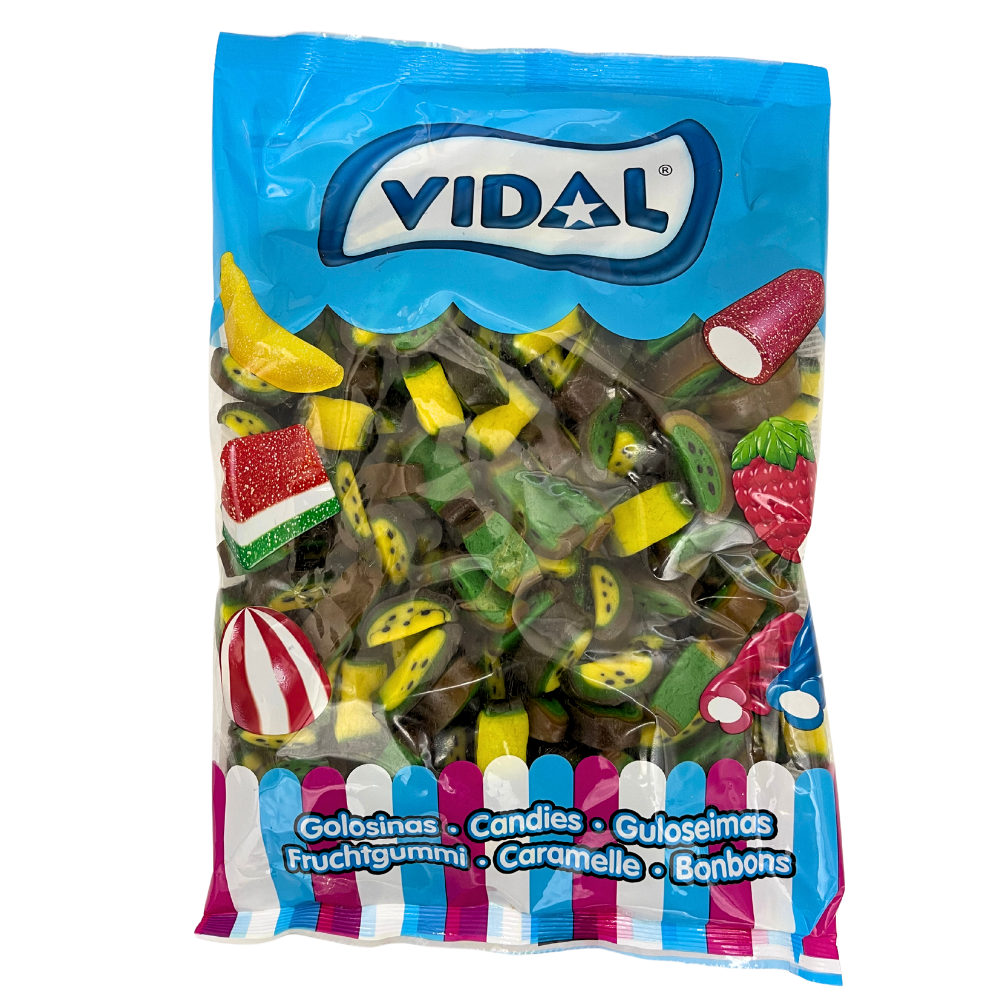 Kiwi lakris skive gummigodteri – 1 kg bulkpose – seig og fruktig glede