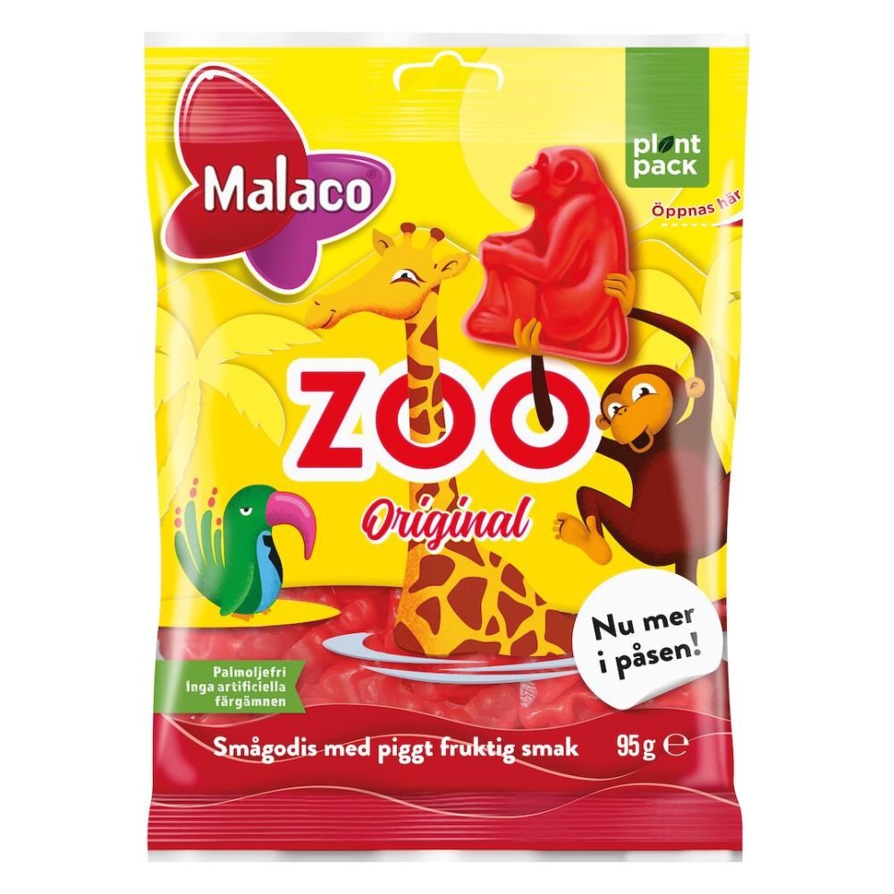 Malaco Zoo Monkeys – Classic Swedish Fruit Candy (95g Bag)