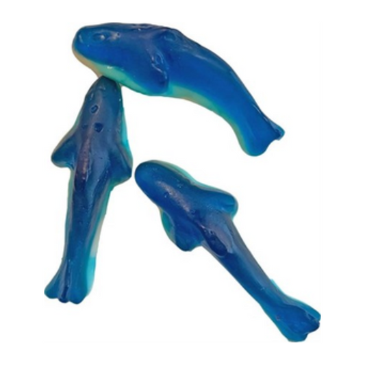 Blue Sharks Soft Fruity Gummy Sharks From Sweden