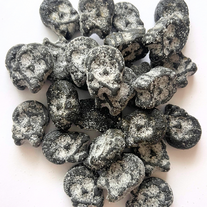Bubs Mini Salty Lacorice Skulls – Schwedische Süßigkeiten von Bubs, veganfreundlich, einzigartige nordische Süßigkeiten
