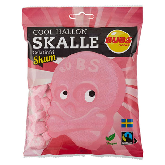 Bubs Cool Raspberry Skull Marshmallows – Weiche und spritzige schwedische Süßigkeit, 3,175-oz-Beutel