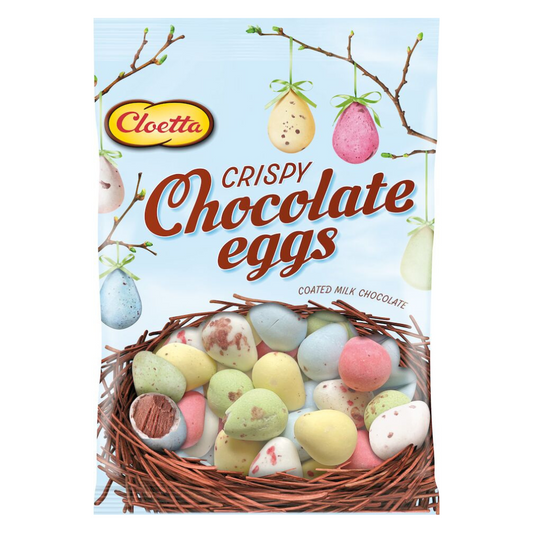 Cloetta Knusprige Schoko-Eier – Schwedische Oster-Schokoladen-Leckereien, knusprig und cremig