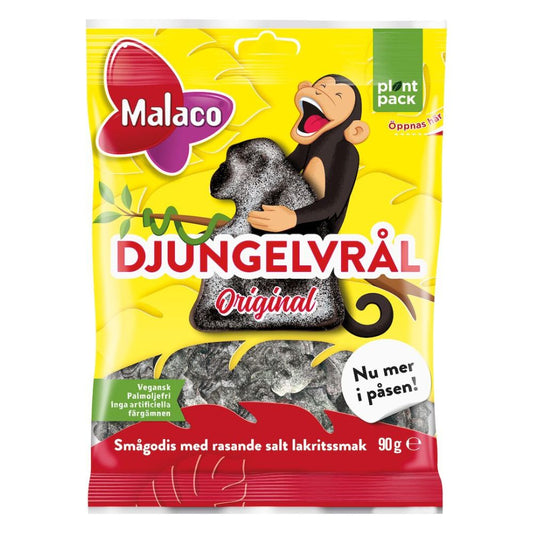 Malaco Djungelvrål – Schwedisches salziges Lakritz (90g-Beutel)