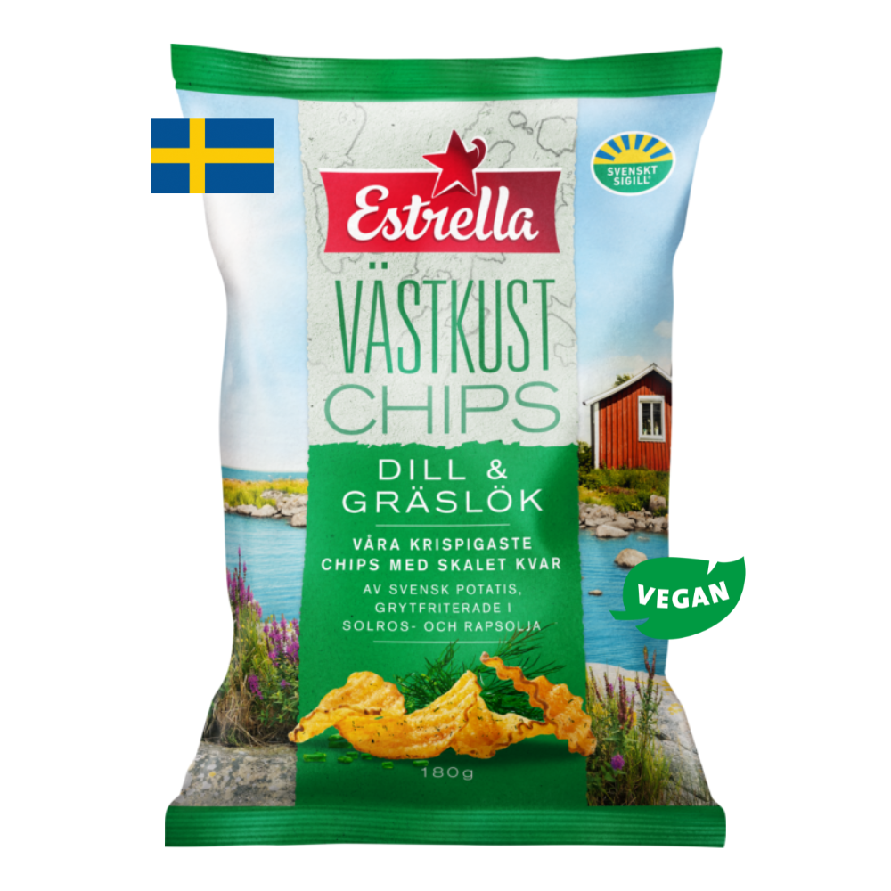 Estrella Västkust Chips – Premium-Snacks mit schwedischem Geschmack, 275 g