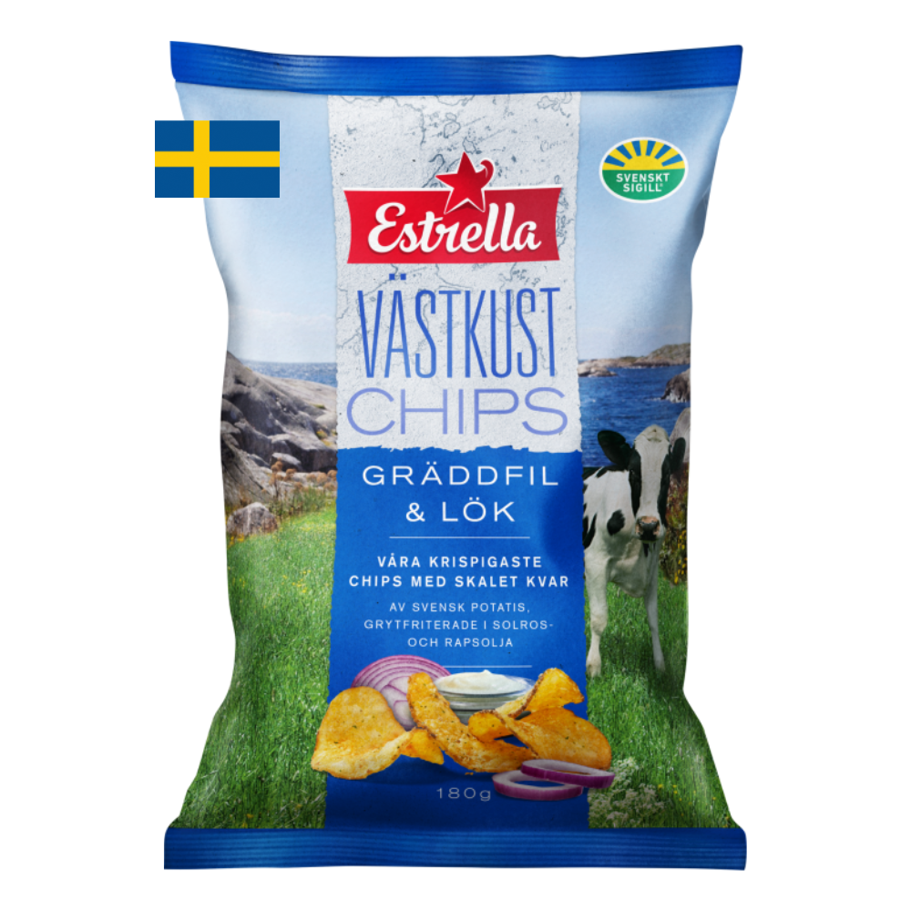 Estrella Västkust Chips – Premium-Snacks mit schwedischem Geschmack, 275 g