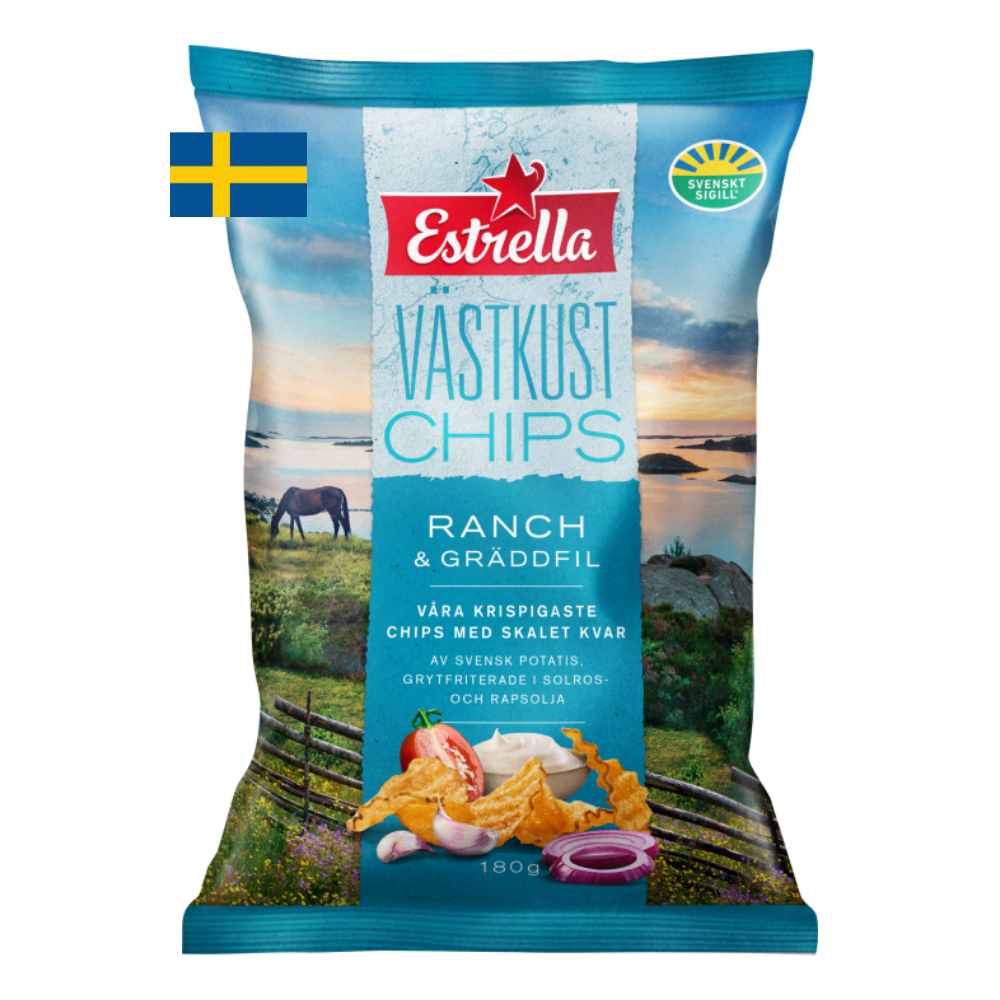 Estrella Västkust Chips – Premium-Snacks mit schwedischem Geschmack, 275 g