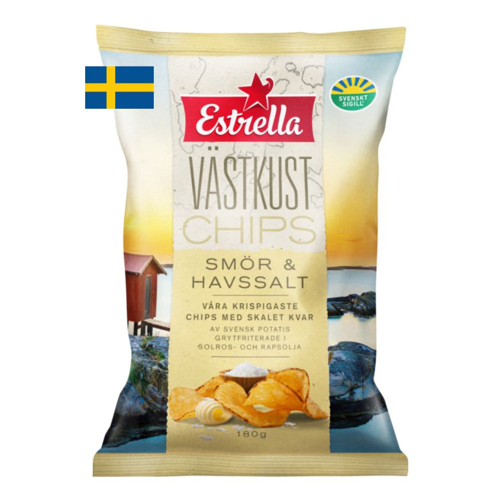 Estrella Västkust Chips – Premium-Snacks mit schwedischem Geschmack, 275 g