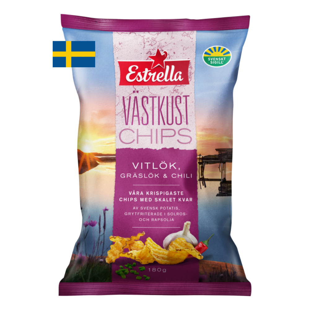 Estrella Västkust Chips – Premium-Snacks mit schwedischem Geschmack, 275 g