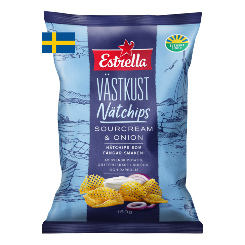 Estrella Västkust Chips – Premium-Snacks mit schwedischem Geschmack, 275 g