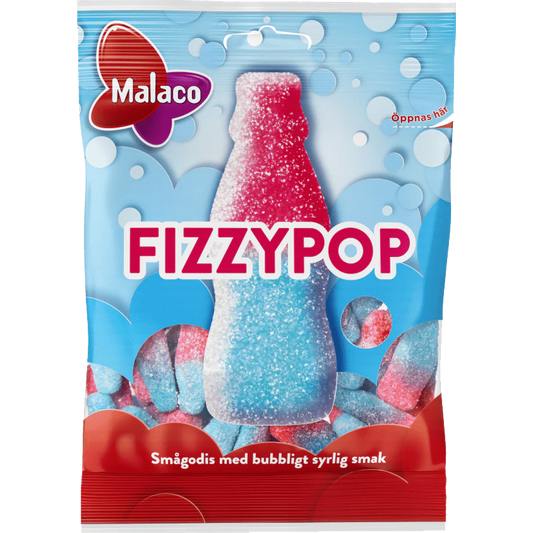 Malaco Fizzy Pop – Schwedische saure Kaubonbons, spritzig und lustig