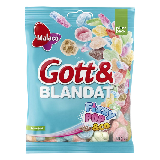 Malaco Gott Blandat Fizzypop – Schwedische saure Bonbonmischung, spritzig und sprudelnd