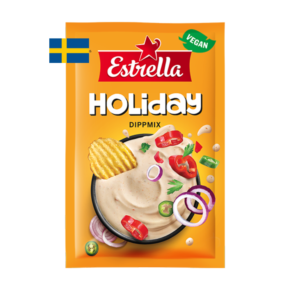 Schwedischer Dip für Chips, Estrella, verschiedene Geschmacksrichtungen, Sauerrahm, Zwiebel, Tortilla, Feiertag, Ranch