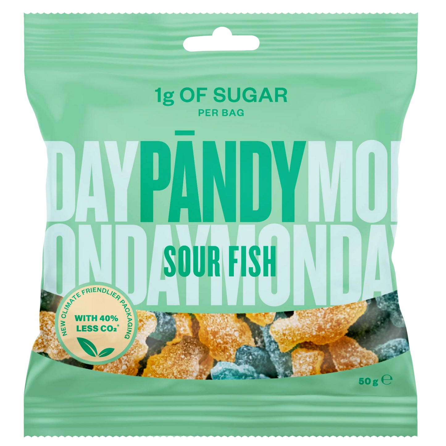 Pandy Sour Fish 1g Sugar Swedish Vegan Candy Tangy Sour Fish Shaped Gelatin Free