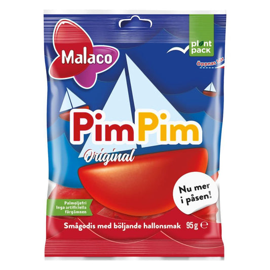 Malaco PimPim – Swedish Raspberry Boat Candy (95g Bag)