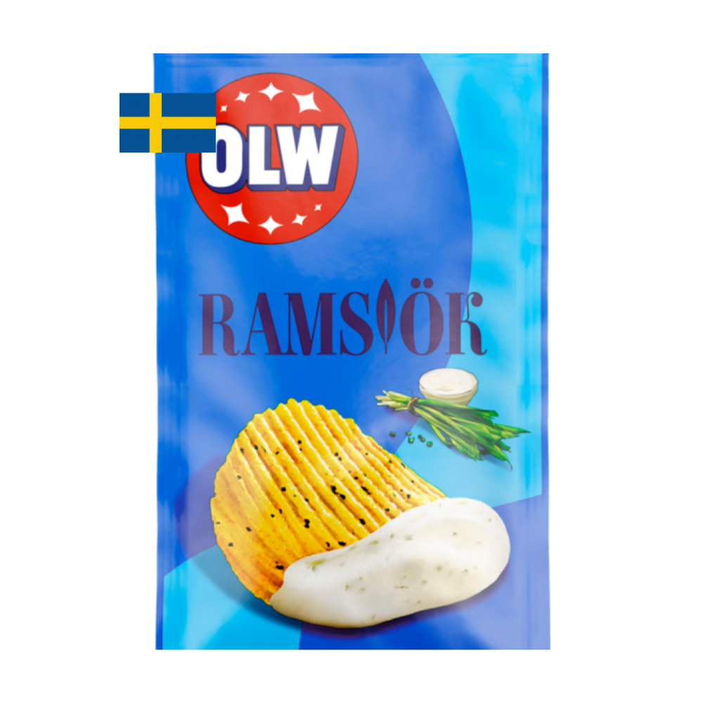 Schwedische Chip-Dips von OLW – Verschiedene Geschmacksrichtungen: Fresh Island, Wild Onion, Ranch, Sweet Chili &amp; Garlic