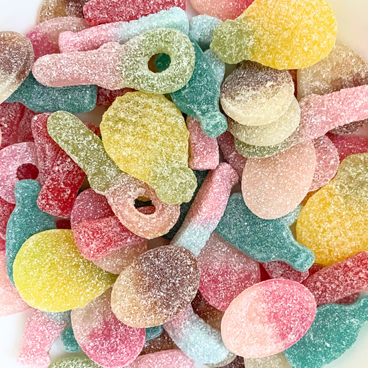 Sour Mix Selection – Schwedische saure Bonbons, zähe, spritzige und sprudelnde Süßigkeiten