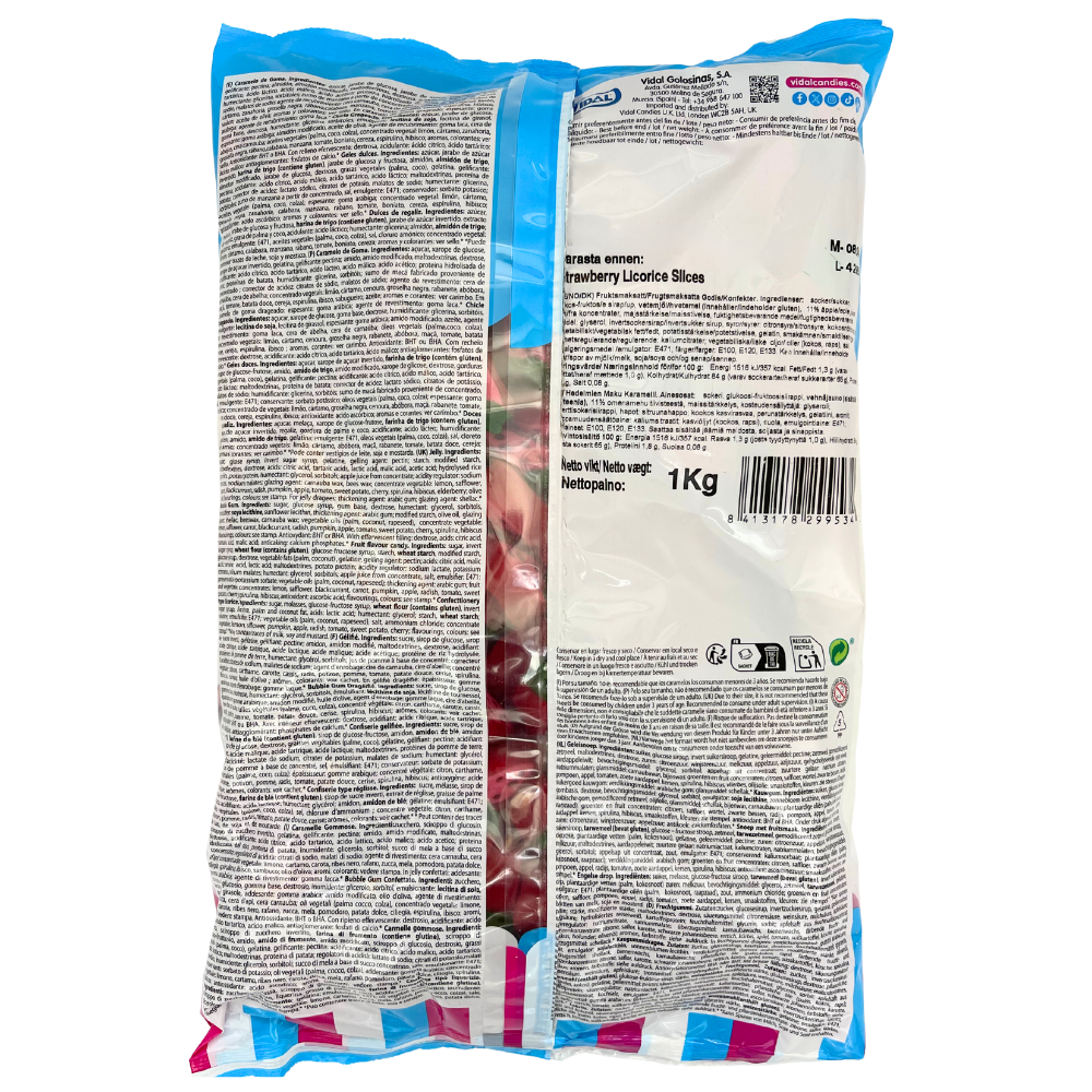 Vidal Strawberry Licorice Slices – Fruity & Chewy Candy Delight, 2lbs (1kg)