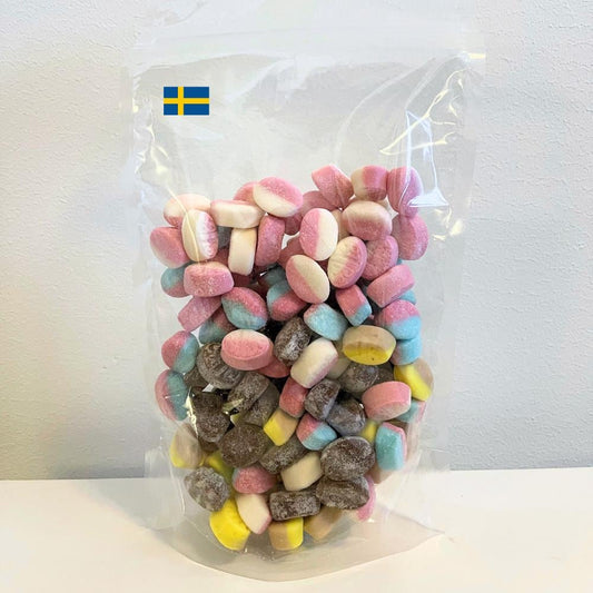 Swedish Bubs Goody Mix Sour Oval Banana Toffee Raspberry Blueberry Strawberry Vanilla
