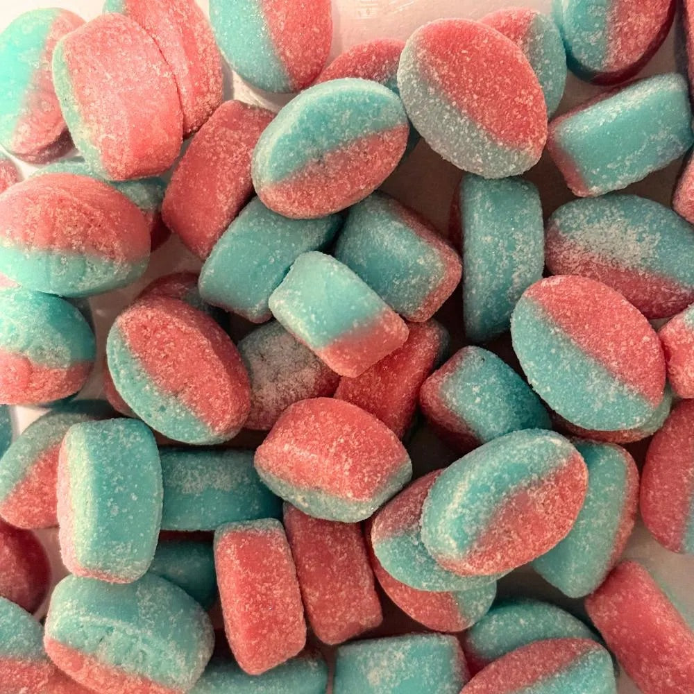 BUBS Mini Sour Ovals Himbeere/Blaubeere – vegane schwedische Süßigkeiten, spritzige und fruchtige Leckereien!