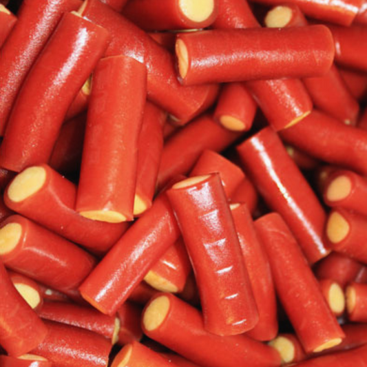 Schwedische Rhabarber-Bonbons – Große, köstliche Süßigkeiten mit Rhabarbergeschmack für skandinavische Süßigkeitenliebhaber